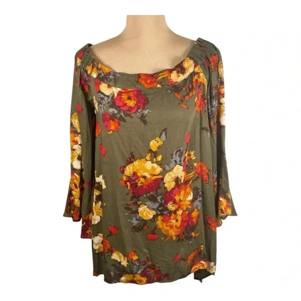 Blu Pepper‎ Boutique Medium Olive Green Floral Dress